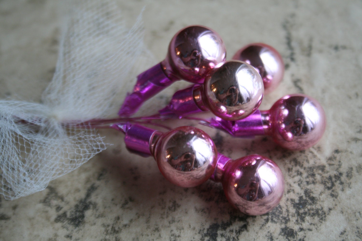 Valentine Pink Mercury Glass Ball Picks