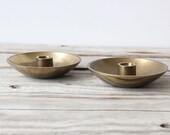 Solid Brass Danish Design Denmark Disc Candle Holders