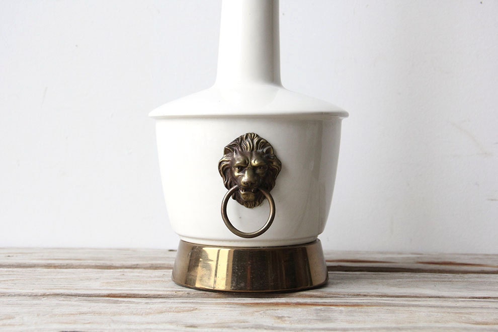 White & Gold Lion Head Lamp