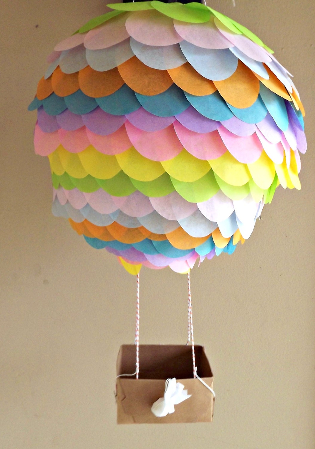 Pastel Rainbow Hot Air Balloon Paper Lantern 10 inch for parties, showers and events