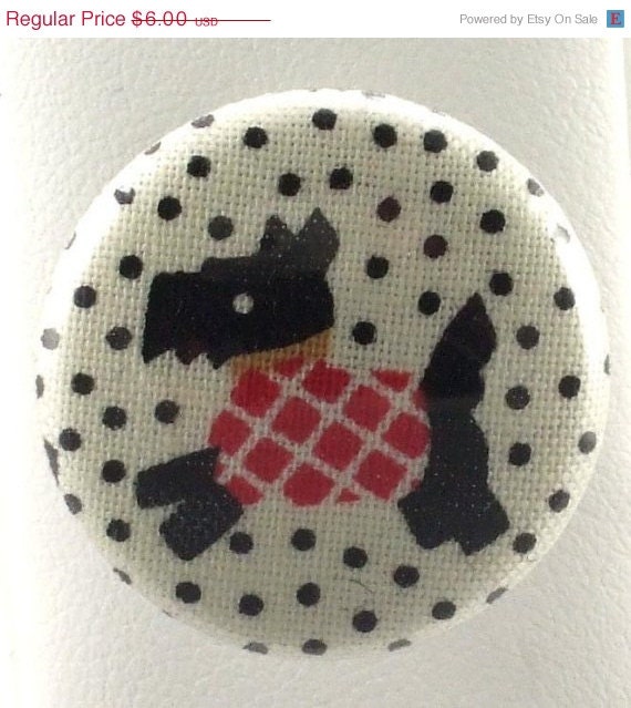 40% OFF sale ring little scotty dog fabric covered one inch button ring