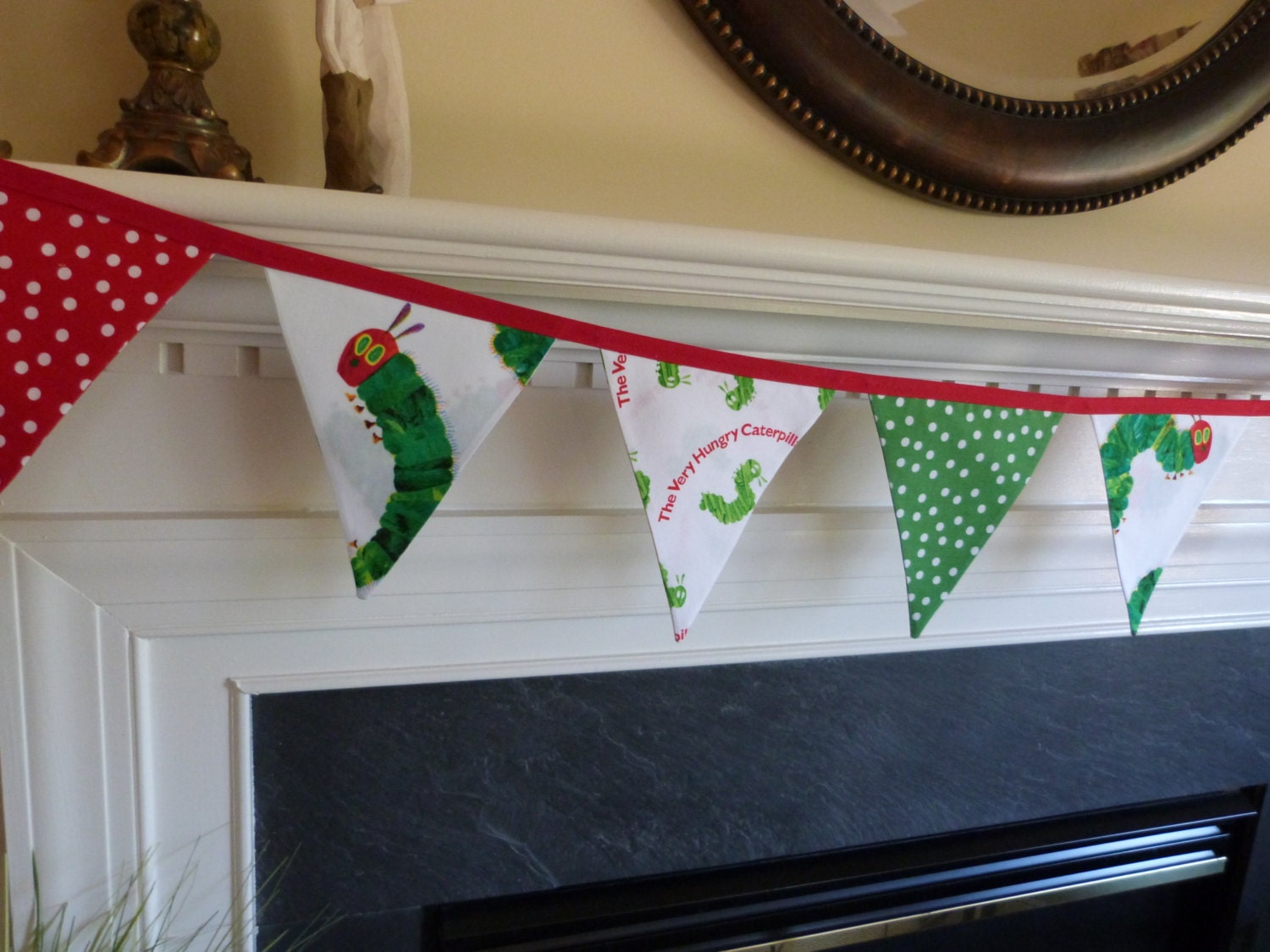 For Bri - The Very Hungry Caterpillar Party,  Birthday, Playroom, Classroon Decorating 10 Bunting Flags- 9 Feet