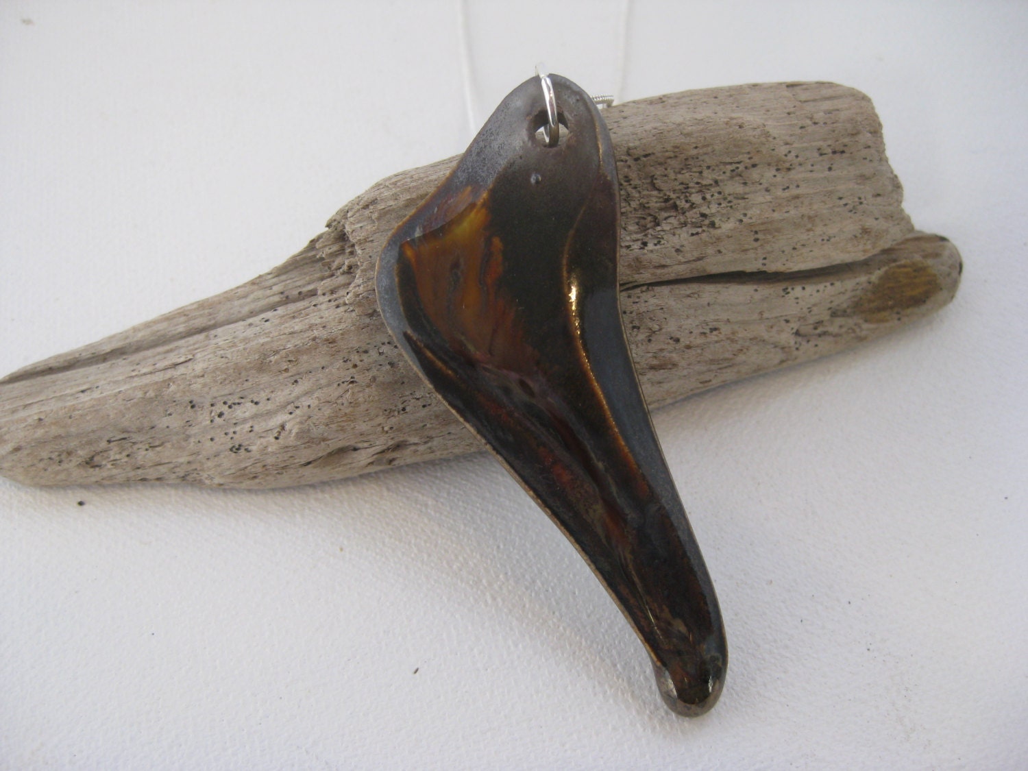 Stoneware Clay Pendant Necklace Hand Carved Ceramic Pottery