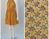 Vtg 70s Indian Block Print Cotton Halter Wrap Empire Waist Mini Dress sz s