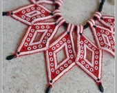 Hungarian Star Necklace - Red, White and Black Choker