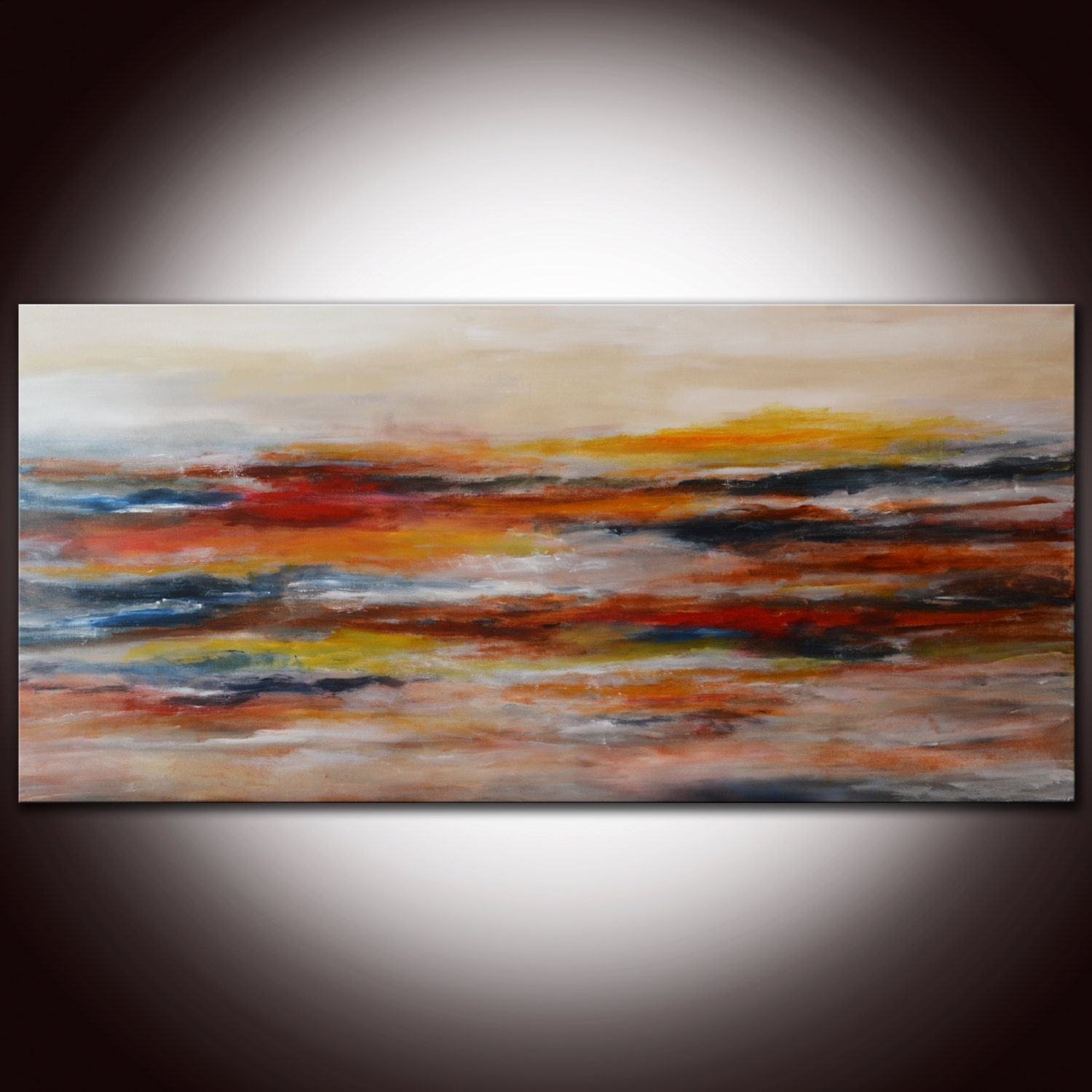 Large Original Abstract Painting Original Minimalist Painting 60", Minimalist Abstract , Blue Orange Abstract  by Andrada