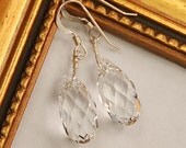 Clear Crystal Briolet Earrings, Wedding Earrings, Bridal Earrings, Bridesmaids, Swarovski Crystal, Sterling Silver - Tiny Ice Chip Earrings