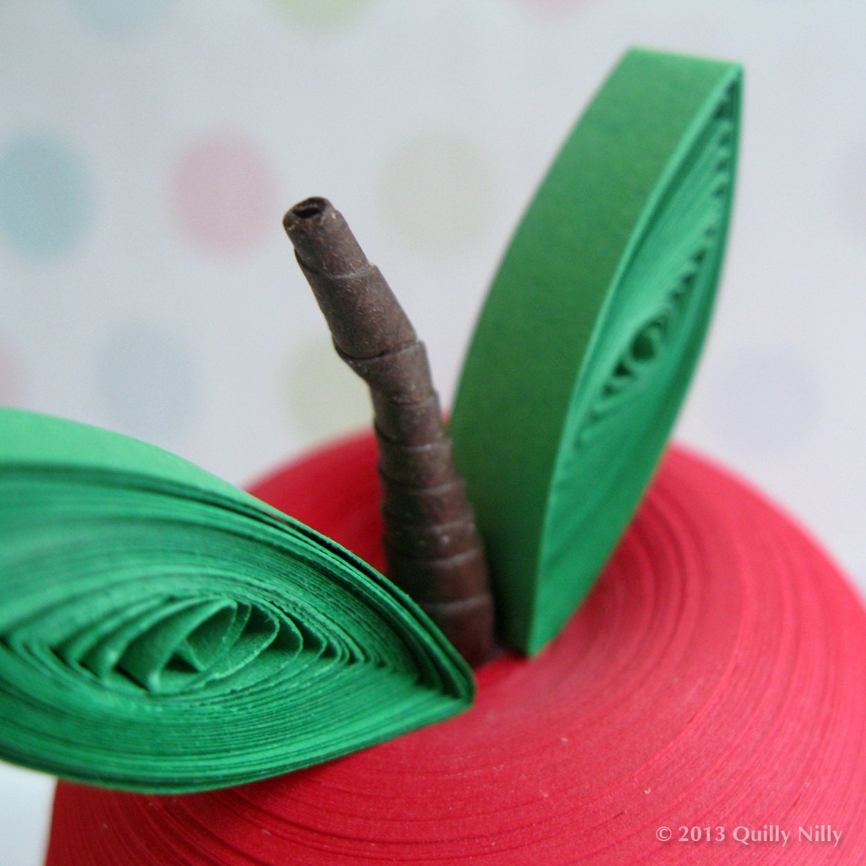 Paper Quilled Jewelry/Trinket Box, Red Apple, READY TO SHIP