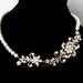 Gold Pearl Necklace Wedding Jewelry Vintage Flowers Leaves Rhinestone Bridal Necklace SABINE GARDEN