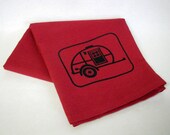 Teardrop Trailer flour sack towel. Cranberry.  READY to SHIP
