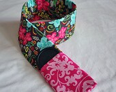 DSLR Camera Strap Cover Padded Lens Cap Pocket Colorful Floral Pink Damask