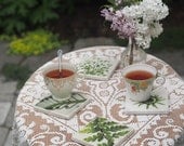 Luscious Green Ferns - Set of Four Italian Marble Coasters - Fine Art Image Transfer - Home Decor, Housewarming Gift, Tea Party