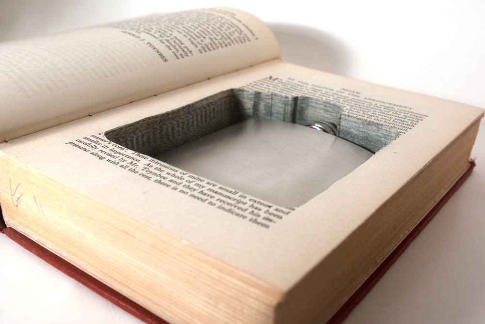 Hollow Book Safe w Flask -  A Study of History (6 oz)