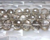 16mm Round Faceted Grey Chinese Crystal Glass Bead Strand 14pcs