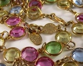 Vintage Swarovski Austrian Crystal Necklace Bezel Set Pastels