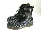 Vintage 90s DOC MARTEN  Sequin Metallic  Glam Combat Boots. Size 6 1/2