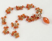 Tangerine Carnelian Cluster Chain Bracelet