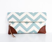 The Sydney Clutch in Robin's Egg Chevron