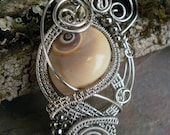 Shell Pendant in Woven Wire by Twisted Sister Arts