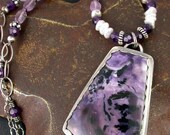 Tiffany Stone - Bertrandite Pendant Necklace Stone Sterling Silver Amethyst Pearl
