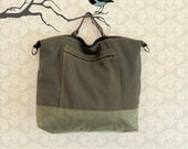 Gray and dark Khaki denim huge bag - convertible bag / backpack / hand bag / sholder bag / cross body