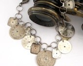 Steampunk Charm Bracelet Vintage Watch Dials Silver OOAK Exclusive Design By Mystic Pieces