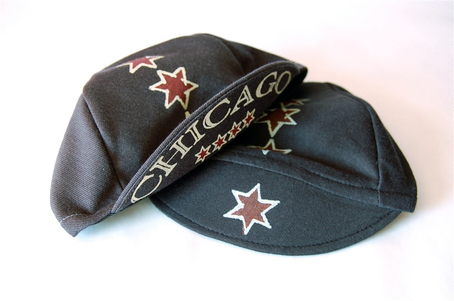 Chicago Four Star Cycling Cap in Charcoal Gray or Black by Kozie Prery