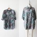 1990's Sheer Grey Pink Floral Short Sleeves Shirt