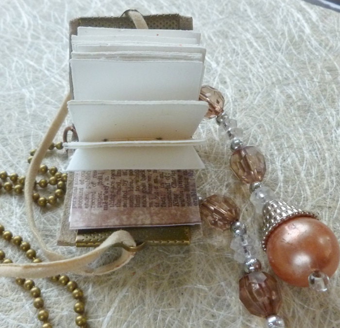 Jewelry Mini Book Necklace Pendant 4  Handmade Art Journal Quality