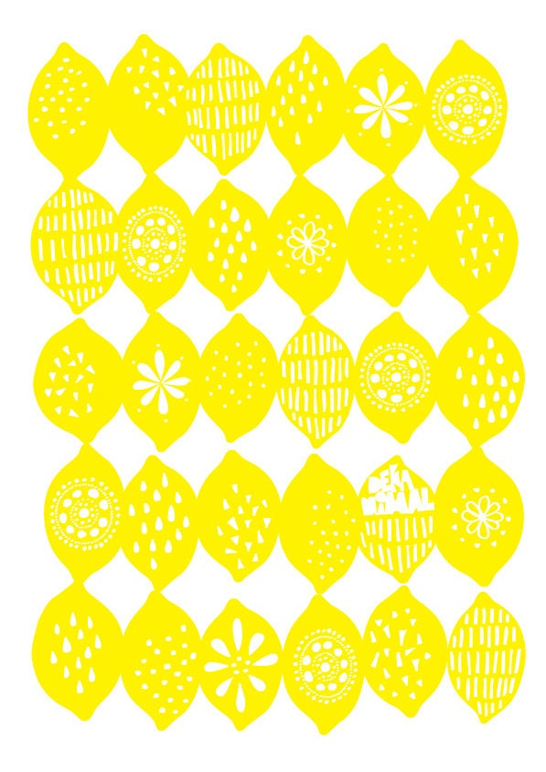 Lemons Art Print Animal Illustration Geomery Children decor, Kids Room, Wedding Birthday Anniversary Gifts Pastel Color