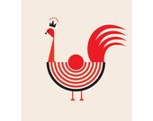 Rooster Art Print Animal Illustration Modern Home Decor Kitchen Art Natural