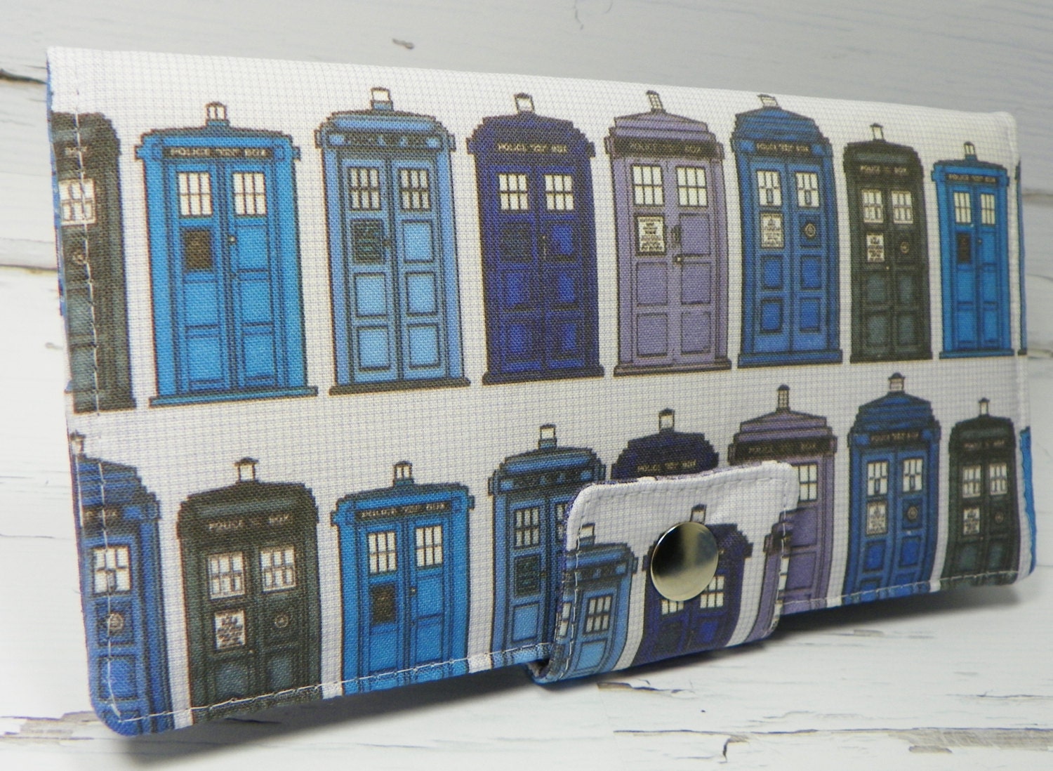 Handmade Long Wallet  BiFold Clutch - Doctor Who's Tardis