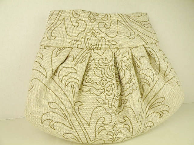Pleated Clutch  Evening Bag  Purse  Wedding  Bridesmaid  NORA  in Kelp and Linen