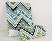 Luggage Handle Wrap-Suitcase Identifier Set of (2)  Green, White and Blue CHEVRON ZIG ZAG