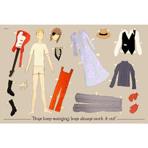 The David Bowie paper doll 6x4 inches small print