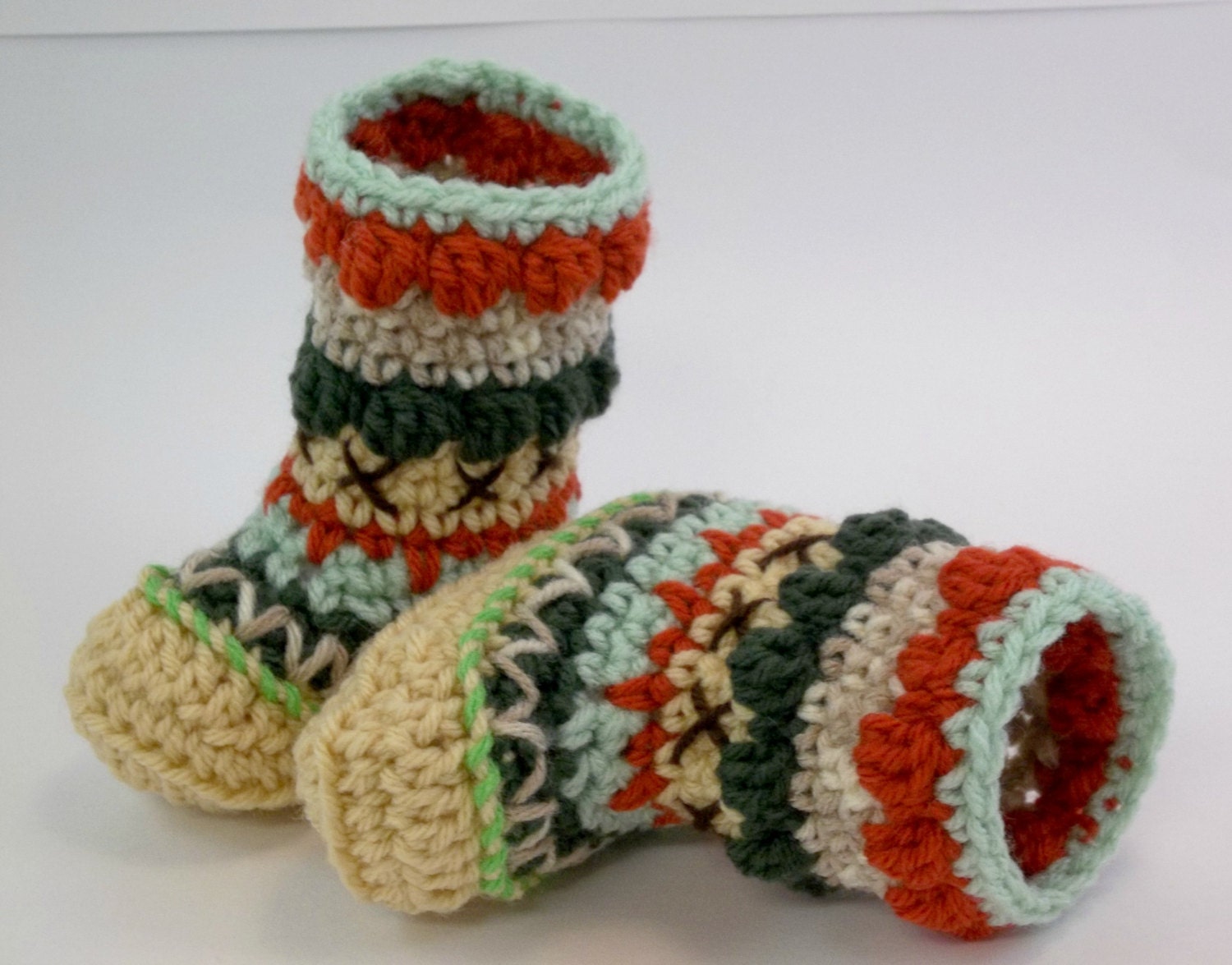Baby Booties Mukluk or Granny Boots Multicoloured Alaskan 3-6 months OOAK
