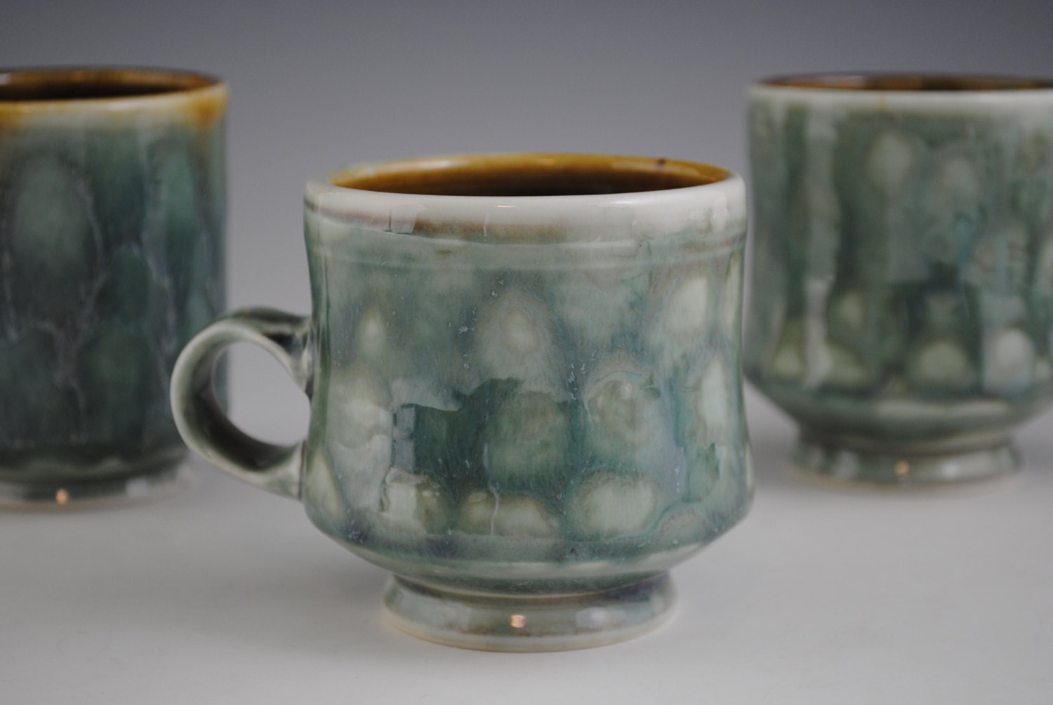 Spotted Green Porcelain Coffee Mug, 8-9 ounce