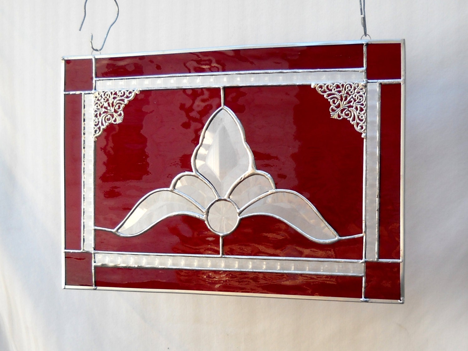 Stained Glass Panel Traditional Vintage Look Bevel Window Treatment