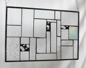 Patchwork Quilt Stained Glass Window Panel Crazy Quilt in Crystal Clear