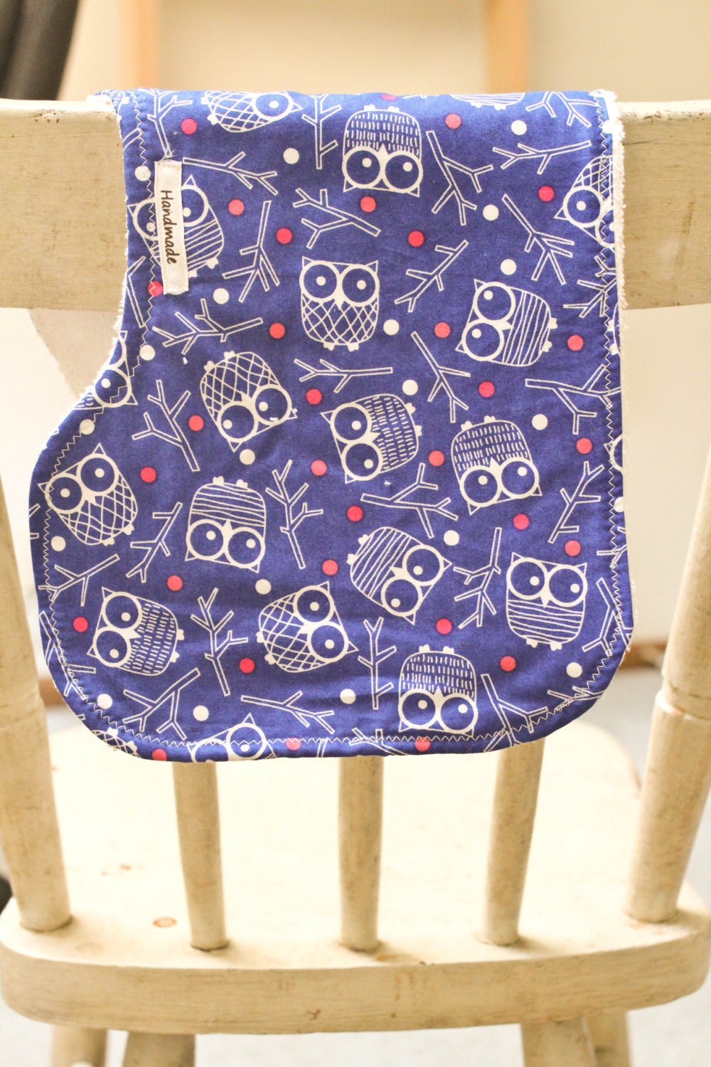 Blue & Pink Owl Burp Cloth for Babies Free SH in the US