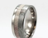 Meteorite Ring / Deer Antler Side by Side On Titanium Ring