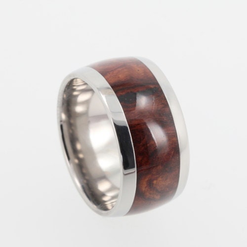 Premium Honduran Rosewood Burl Wood Titanium Ring