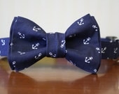 Bowtie Dog Collar - Navy Anchors Aweigh