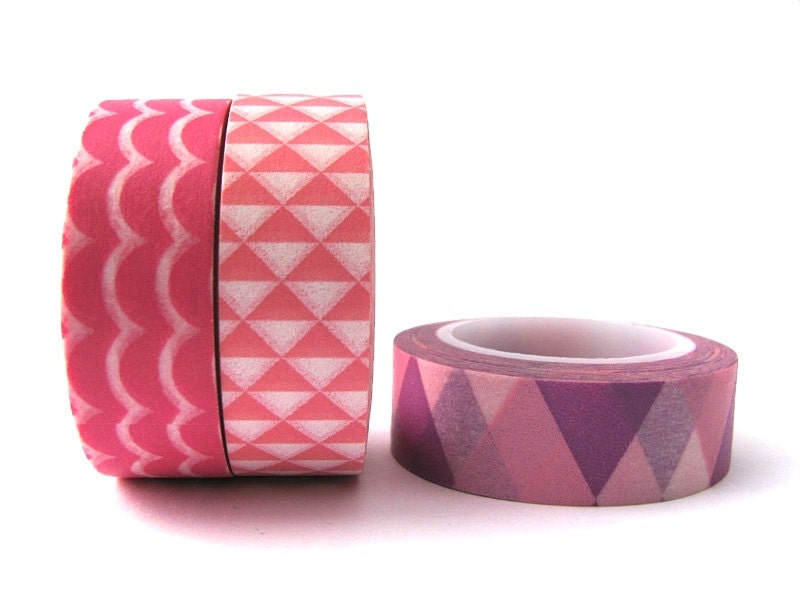 Washi Tape Set of 3 Designs - 30 metres total - Trio of Pinks