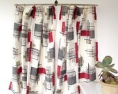 Vintage 1950s curtains. Two 50s barkcloth curtain panels. Atomic retro decor. Midcentury Modern. Eames era / the KITCHEN COCKTAIL panels