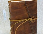 Classic Brown Leather Journal Diary with Handmade Cotton Rag Paper by Binding Bee.