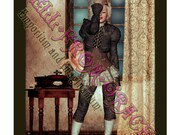 A3 print on quality canvas texture paper - Steampunk Marilyn v1 - signed, and with UV protective varnish