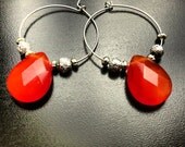 Orange Sparkle (Gold and Silver Earrings)