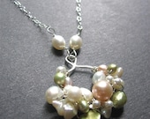 Pearl Necklace. OOAK Pearl Necklace. Pearl Wire Wrapped Necklace - Pearl Nosegay Necklace