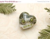 ON SALE 30% OFF Olive Stardust Heart Focal Bead - Handmade Glass Lampwork Bead -11831205